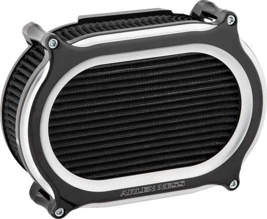 Arlen Ness Stage II Silver Black Oval Air Filter Cleaner Kit 2017-2024 Harley M8