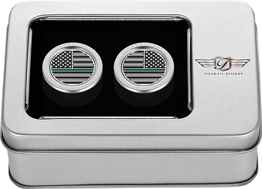 Figurati Green Line USA Flag Short Magnetic Docking Hardware Covers for Harley