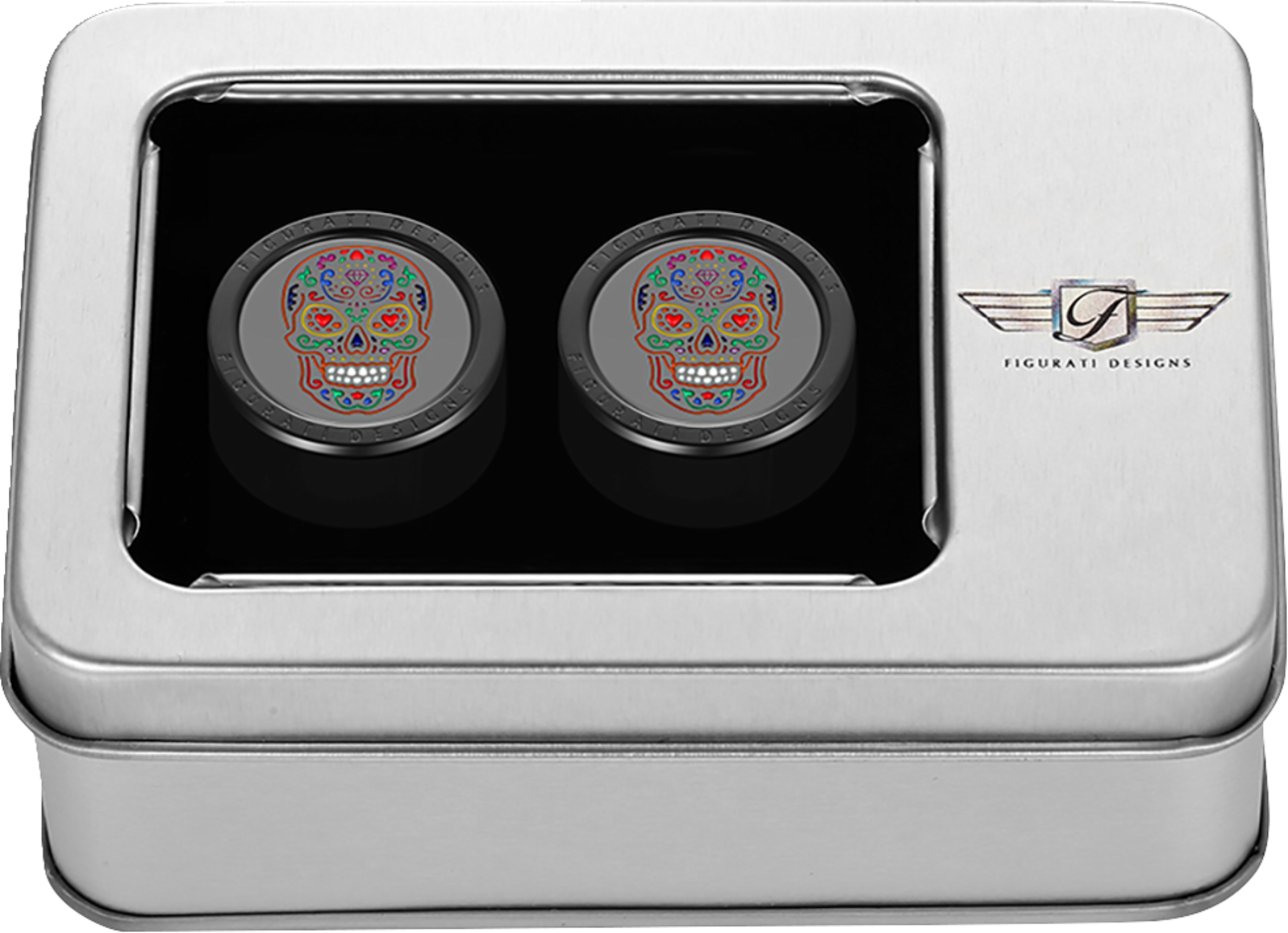 Figurati Designs Black Sugar Skull Medium Docking Hardware Covers for Harley