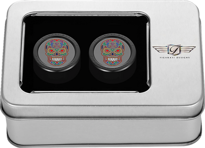 Figurati Designs Black Sugar Skull Medium Docking Hardware Covers for Harley