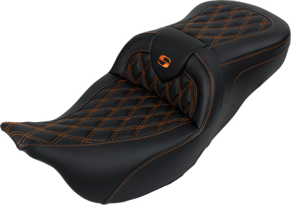 Saddlemen Roadsofa Orange Lattice Gel Seat & Backrest for 2008-24 Harley Touring