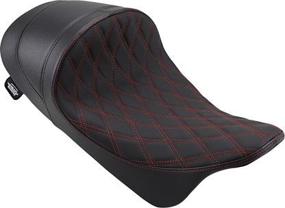 Drag Specialties Red Diamond Stitch Low Solo Seat fits 2008-2024 Harley Touring