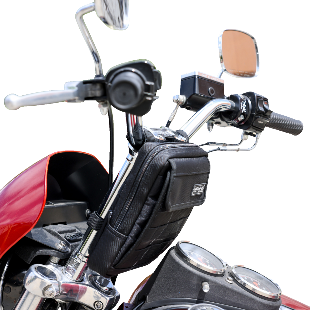 Thrashin Slim Black Motorcycle Handlebar Riser Storage Bag for Harley Davidson