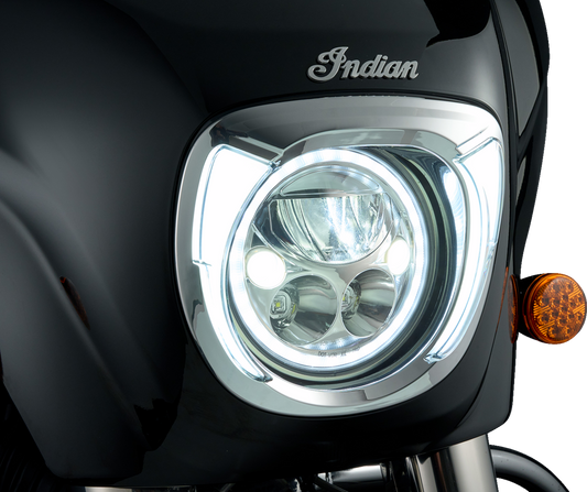 Ciro Fang Chrome LED Headlight Bezel for 2019-2024 Indian Chieftain Elite 46205
