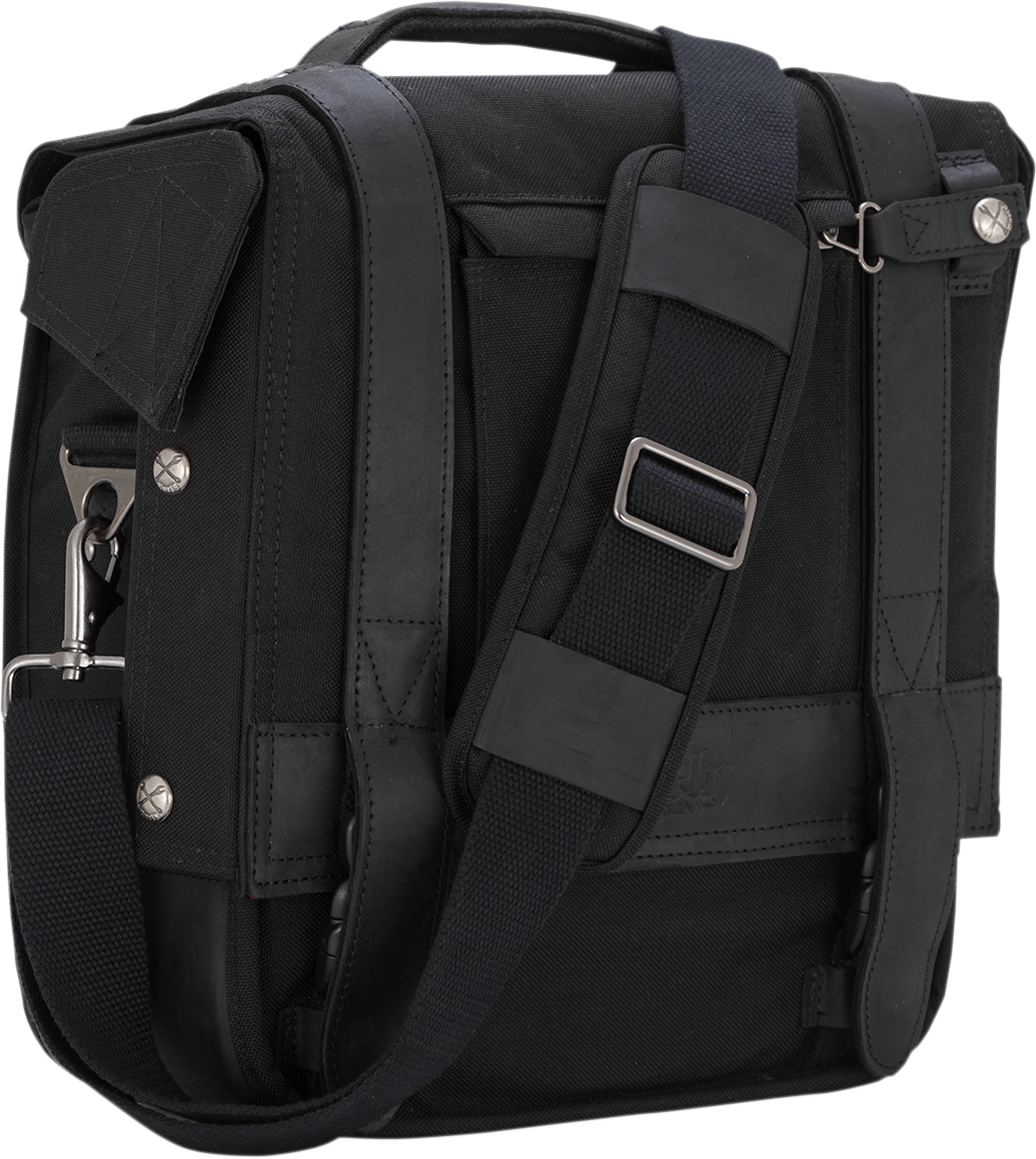 Burly Brand Voyager Cordura Black Leather Universal Motorcycle Saddlebag