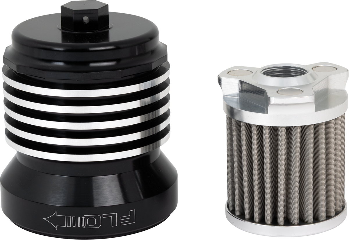 PC Racing Flo Black Reusable 304 Stainless Steel Oil Filter 1984-26 Harley