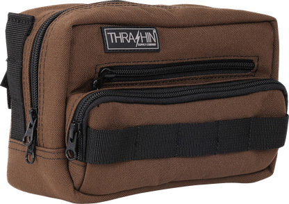 Thrashin Supply Brown Motorcycle Handlebar Storage Bag Plus for Harley THB-0009