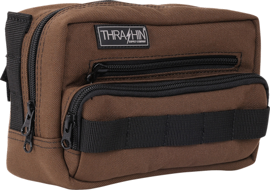 Thrashin Supply Brown Motorcycle Handlebar Storage Bag Plus for Harley THB-0009