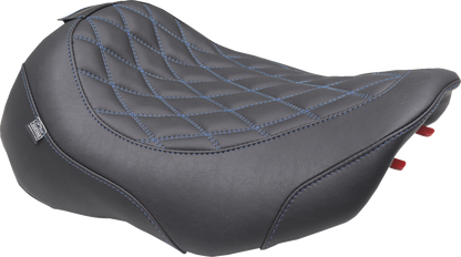 Mustang Wide Tripper Blue Diamond Solo Seat for 2023-25 Harley Road Street Glide