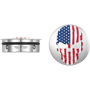 Figurati Designs Skull USA Flag Swingarm Covers for 1980-2025 Harley