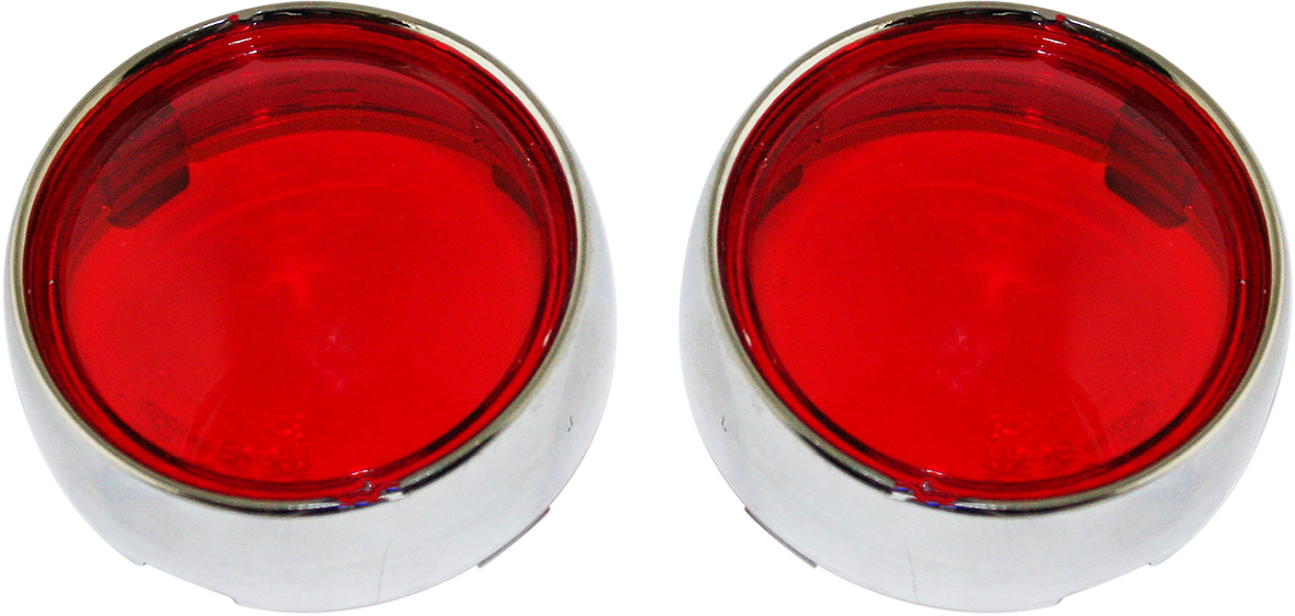 Custom Dynamics Chrome Red Lens Bullet Turn Signal Bezel for Harley Davidson