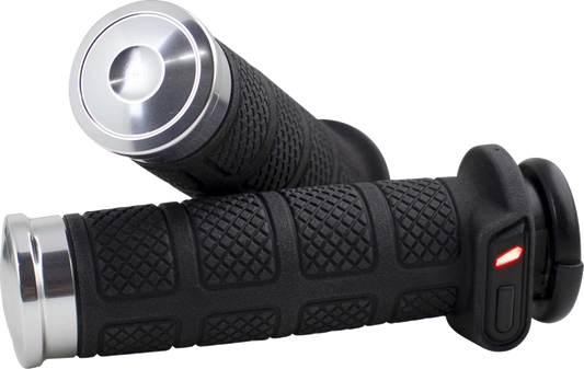 Koso Titan II Chrome 1" TBW Handlebar Grips for 2008-2025 Harley Touring Softail