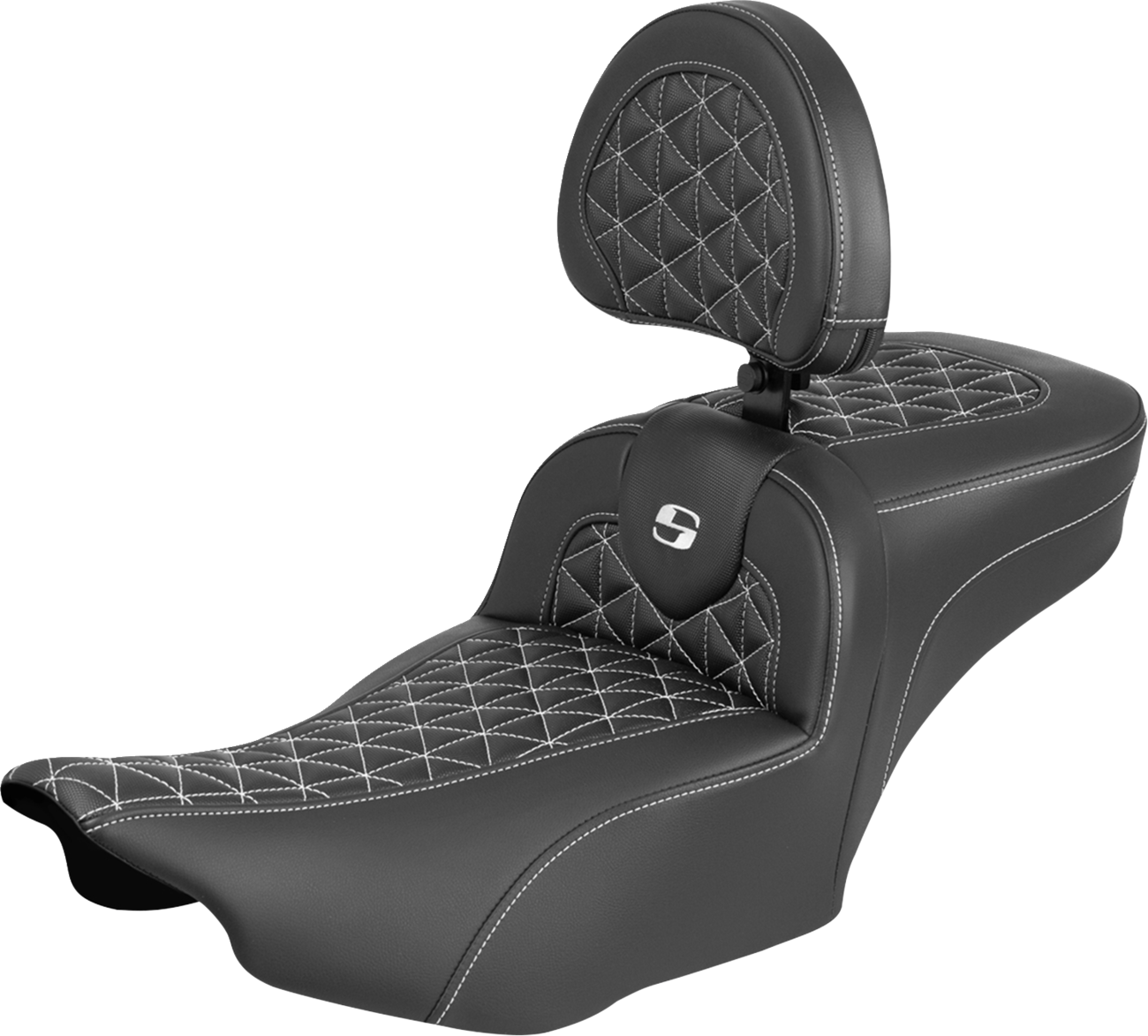 Saddlemen Roadsofa White TriGrip Extended Seat Backrest for 23-26 Harley Touring