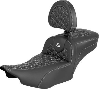 Saddlemen Roadsofa White TriGrip Extended Seat Backrest for 23-26 Harley Touring