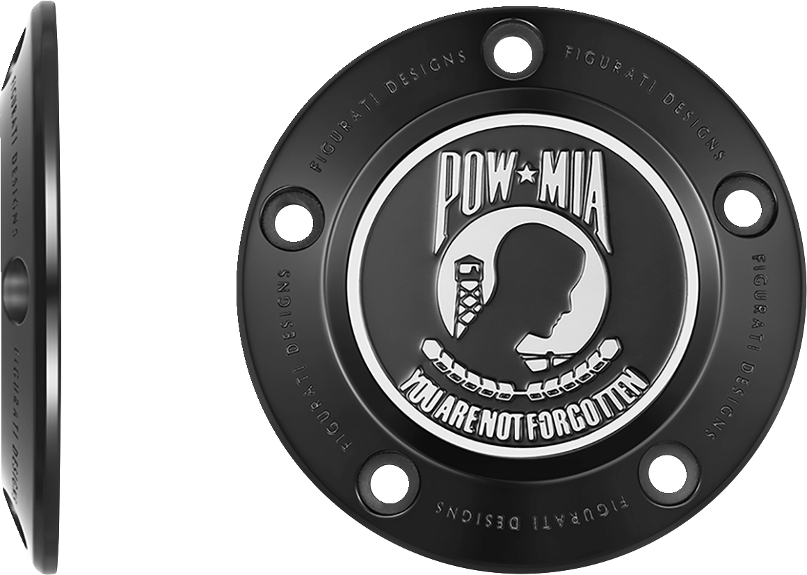 Figurati Designs POW-MIA Stainless Steel Black Timing Cover for 1999-2017 Harley