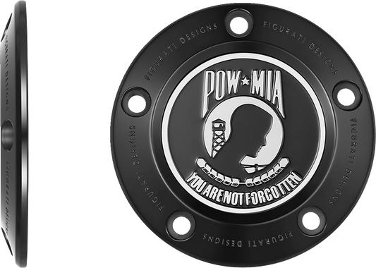 Figurati Designs POW-MIA Stainless Steel Black Timing Cover for 1999-2017 Harley
