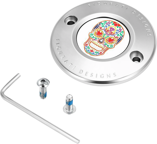 Figurati Designs Sugar Skull 2 Hole Timing Cover for 2017-2023 Harley Davidson