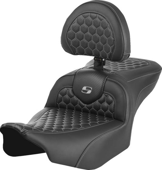 Saddlemen Roadsofa Gray Stitch w/ Backrest Gel Seat for 2023-2025 Harley Touring