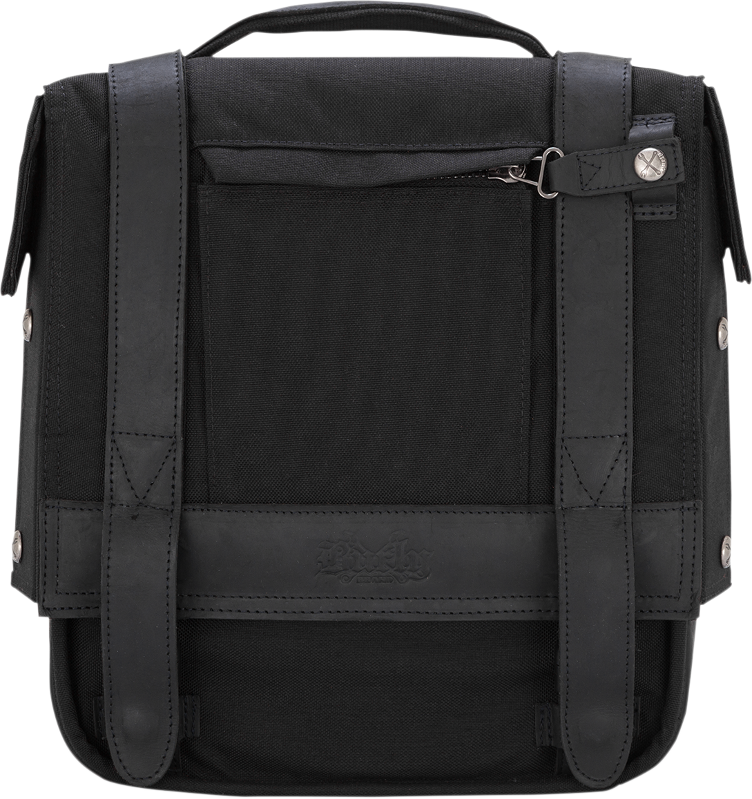 Burly Brand Voyager Cordura Black Leather Universal Motorcycle Saddlebag