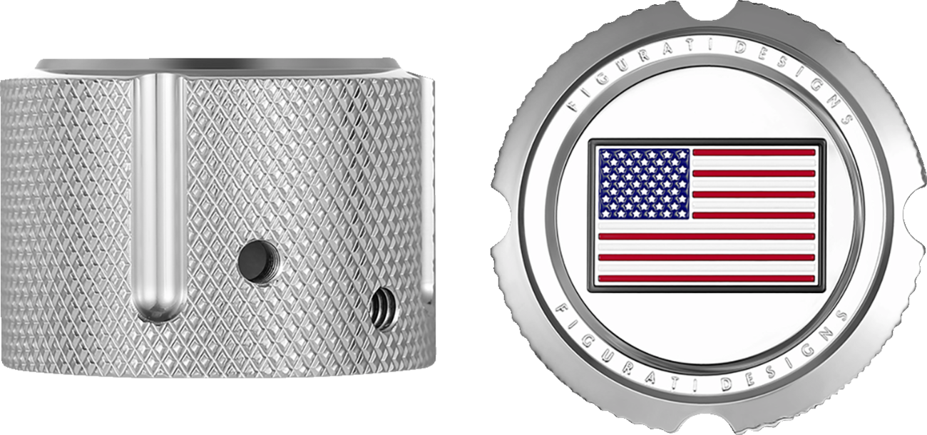 Figurati Designs American Flag Front Axle Nut Chrome Covers for 2002-22 Harley