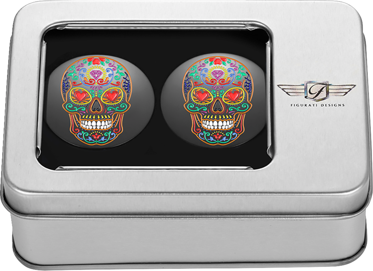 Figurati Sugar Skull Black Swingarm Covers Inserts for 1980-2025 Harley Davidson