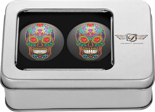 Figurati Sugar Skull Black Swingarm Covers Inserts for 1980-2025 Harley Davidson