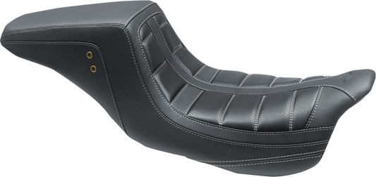 Mustang Squareback Gray Tuck n Roll Seat for 2008-2024 Harley Touring 75239GM