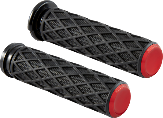 Arlen Ness Red Diamond TBW Grips for 2008-2024 Harley Softail Street Glide FXLRS