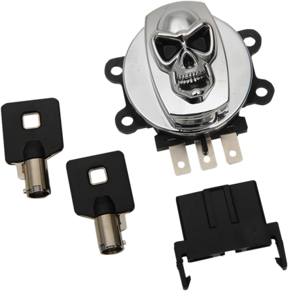 Drag Specialties Chrome Skull Ignition Switch 1999-2013 Harley Dyna Touring FXST