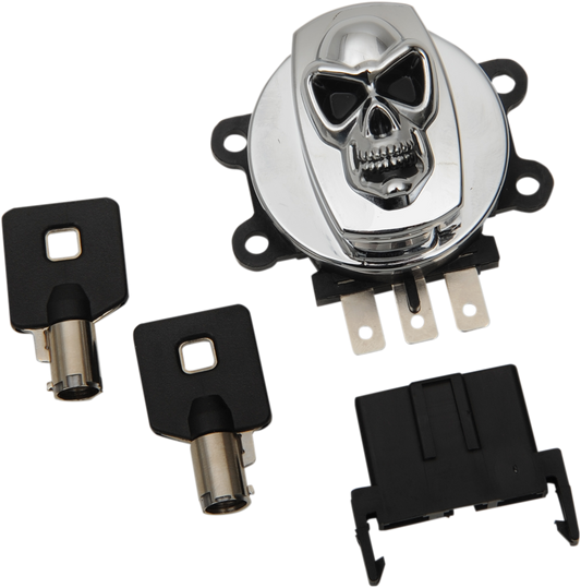 Drag Specialties Chrome Skull Ignition Switch 1999-2013 Harley Dyna Touring FXST