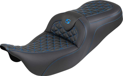 Saddlemen Roadsofa Blue Tri Gripper Gel Seat for 2008-2024 Harley Touring FLHX