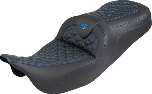 Saddlemen Roadsofa Blue Tri Gripper Gel Seat for 2008-2024 Harley Touring FLHX