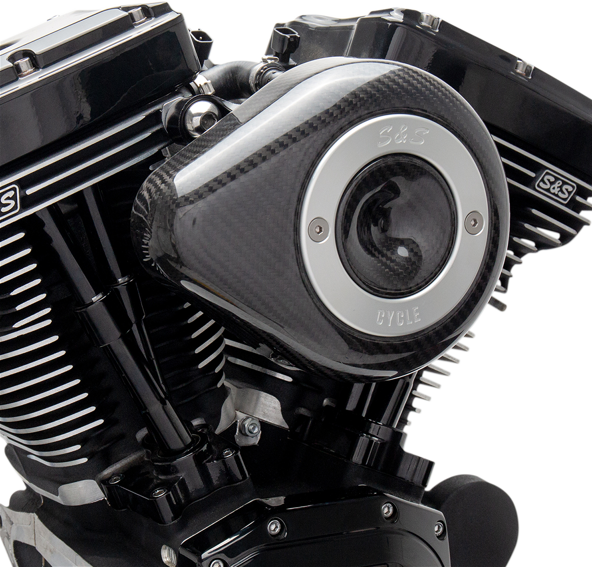 S&S Black Carbon Fiber Teardrop Stealth Air Filter Cover for Harley Davidson