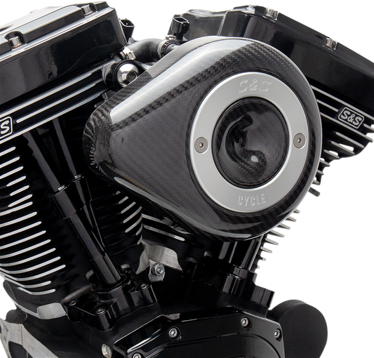 S&S Black Carbon Fiber Teardrop Stealth Air Filter Cover for Harley Davidson