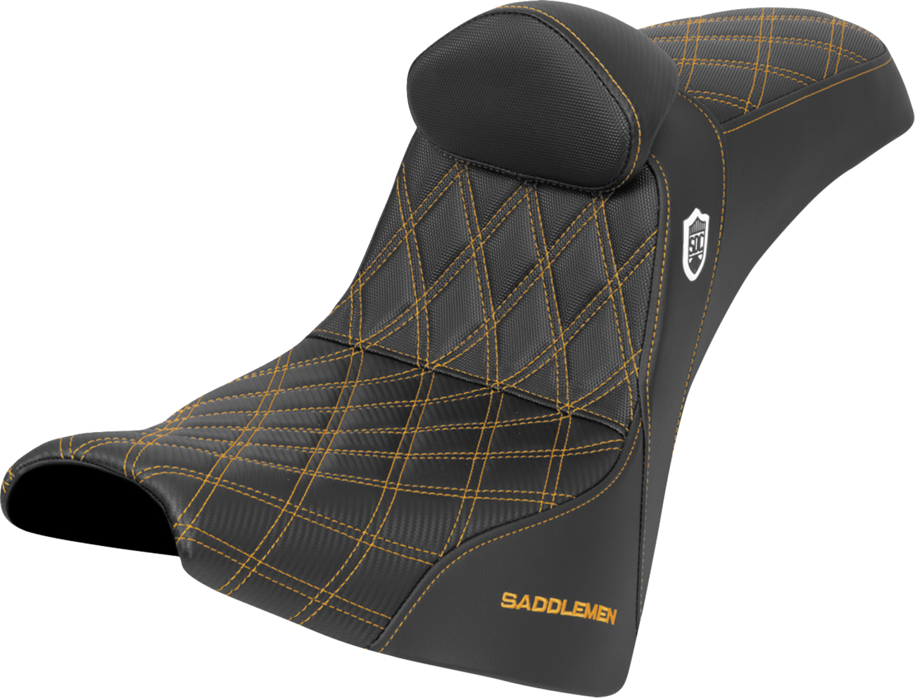 Saddlemen SDC Gold Lattice Seat & Backrest for 2018-26 Harley Softail FXBB FXST
