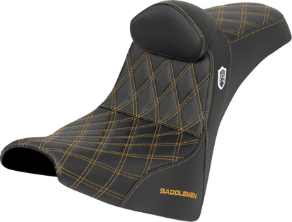 Saddlemen SDC Gold Lattice Seat & Backrest for 2018-26 Harley Softail FXBB FXST