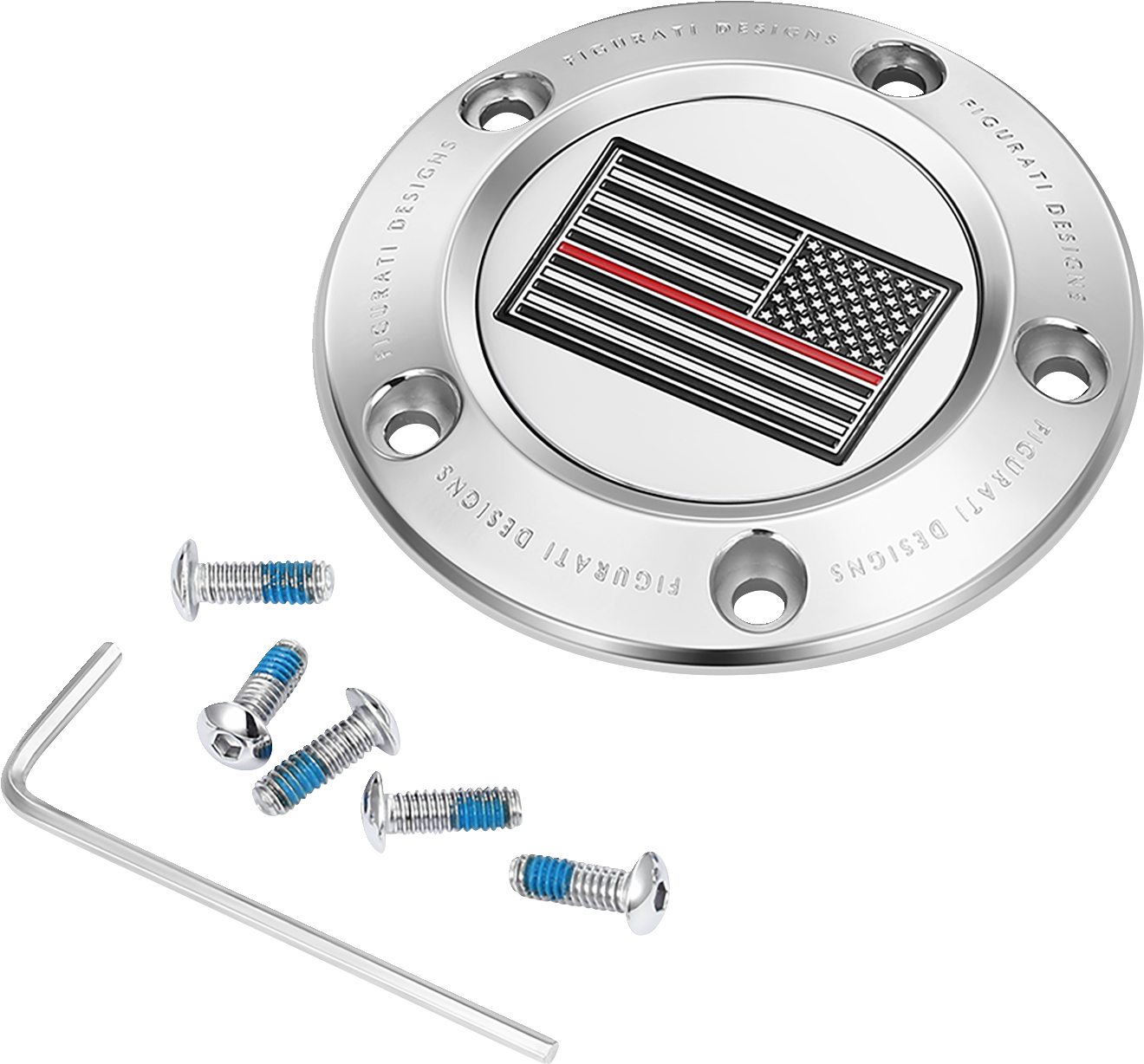 Figurati Designs Red Line Flag Stainless Steel Timing Cover for 1999-17 Harley