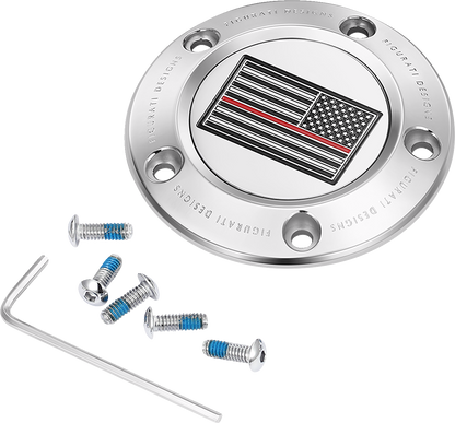 Figurati Designs Red Line Flag Stainless Steel Timing Cover for 1999-17 Harley