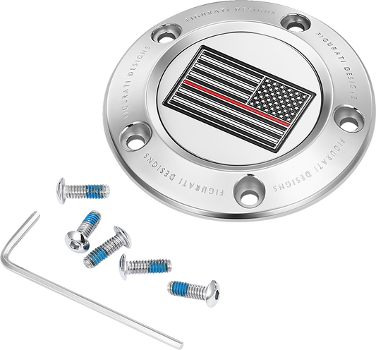 Figurati Designs Red Line Flag Stainless Steel Timing Cover for 1999-17 Harley