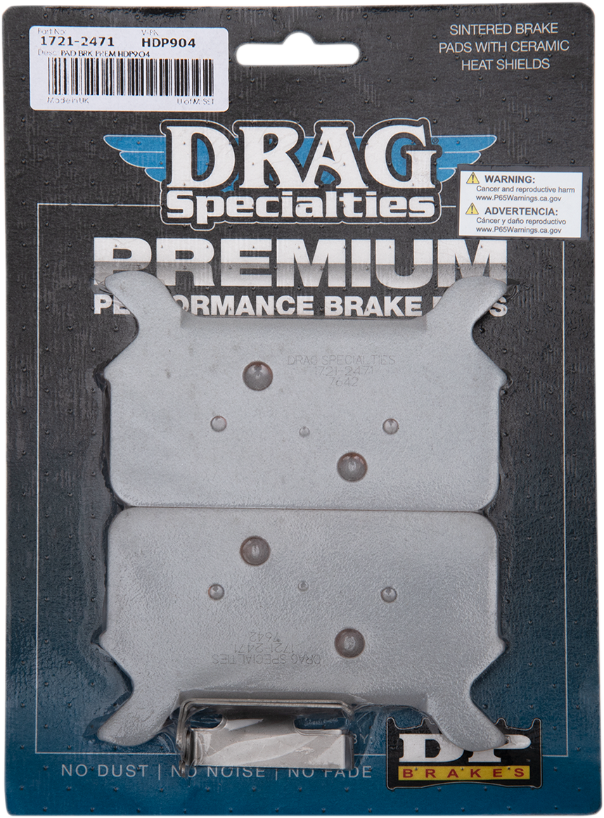 Drag Premium Sintered Metal Rear Brake Pads for 1986-1999 Harley Touring