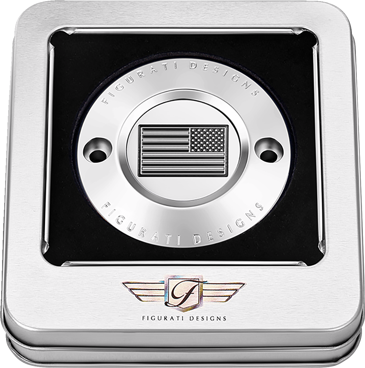 Figurati Designs B&W American Flag Timing Points Cover for 2017-2023 Harley M8