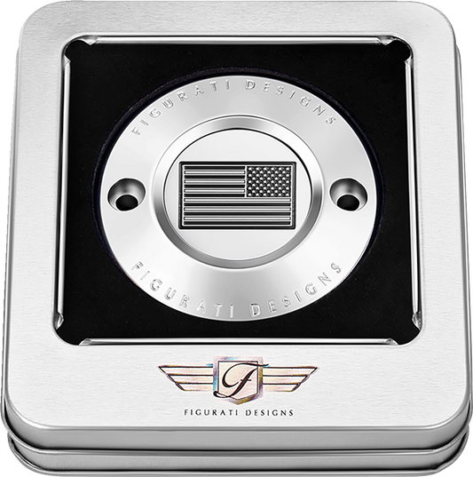 Figurati Designs B&W American Flag Timing Points Cover for 2017-2023 Harley M8