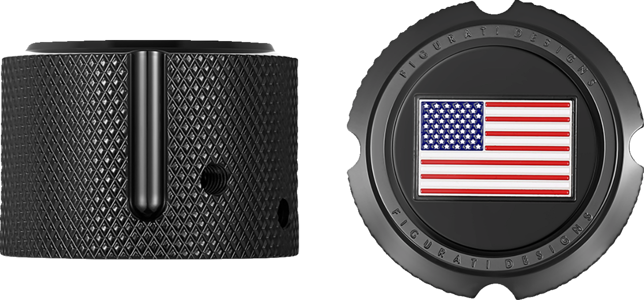 Figurati Designs American Flag Front Axle Nut Black Covers for 2002-2022 Harley
