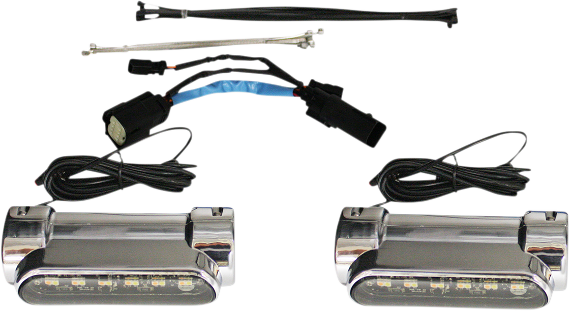 Custom Dynamics Chrome Amber LED Engine Guard Lights for 2010-2013 Harley CVO