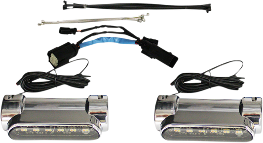 Custom Dynamics Chrome Amber LED Engine Guard Lights for 2010-2013 Harley CVO