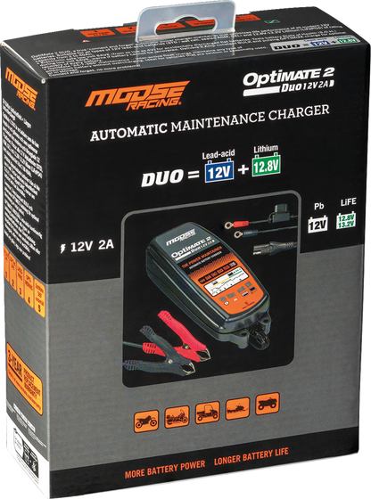 Moose Optimate 2 Duo Battery Charger Tender Maintainer 12V Motorcycle ATV UTV