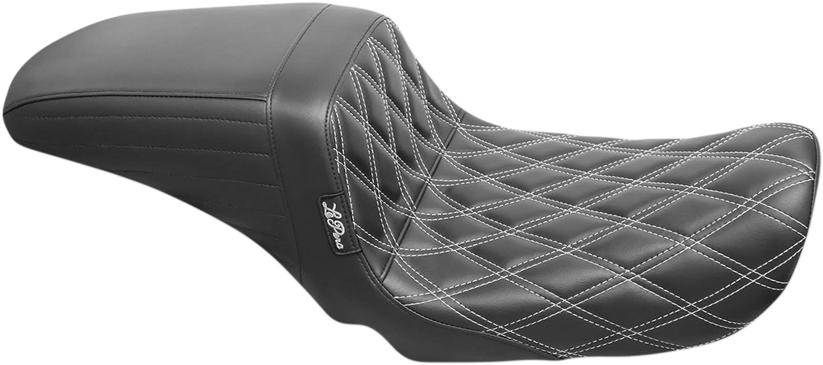 Le Pera Kickflip White Diamond Stitch Seat fits 2006-2017 Harley Dyna FXDL FXDB