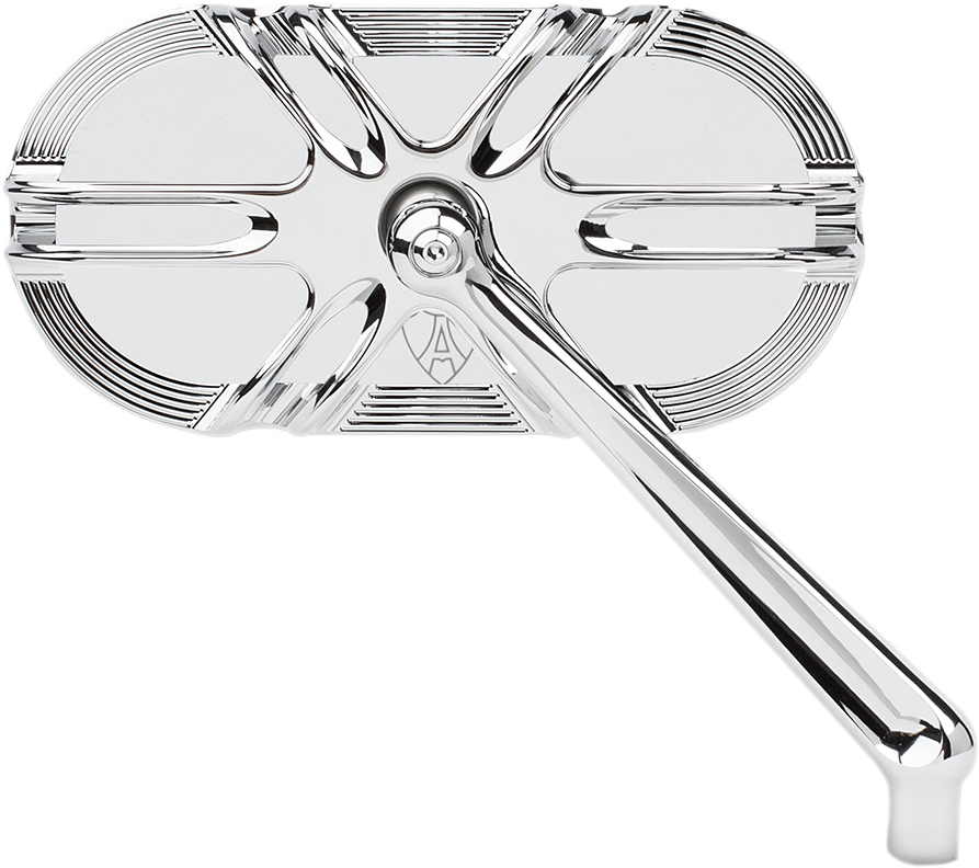 Arlen Ness Chrome Oval Caged Series Right Side Screw in Motorcycle Mirror
