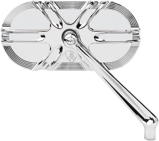 Arlen Ness Chrome Oval Caged Series Right Side Screw in Motorcycle Mirror