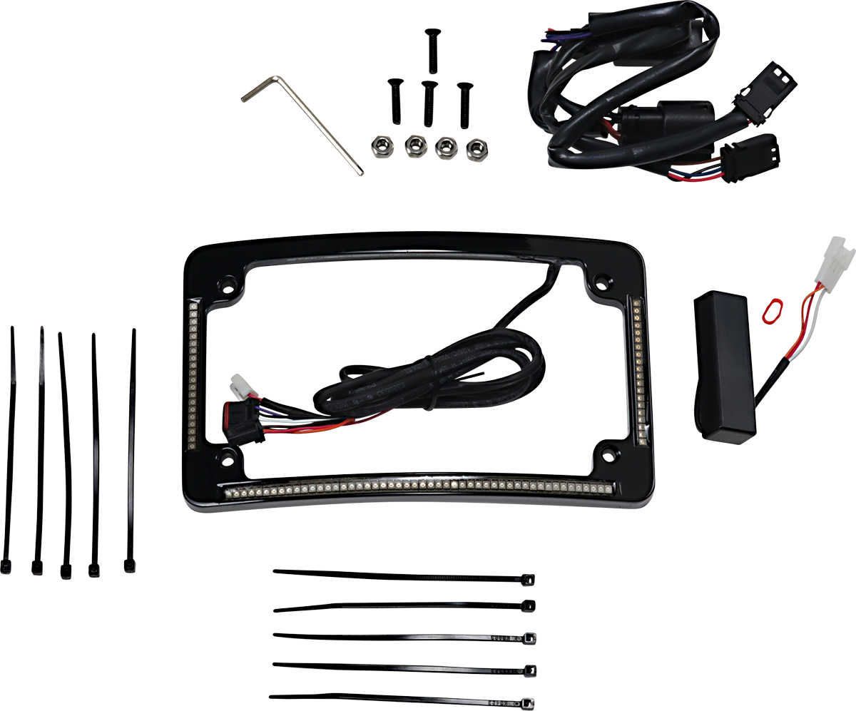 Custom Dynamics Black LED Radius License Plate Frame 2010-2013 Harley FLTRX FLHX